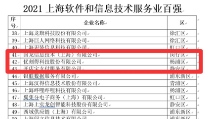 UCloud優(yōu)刻得榮登“2021上海軟件和信息技術(shù)服務(wù)業(yè)百?gòu)?qiáng)”榜單